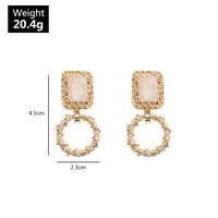 New Fashion Retro Palace Style Square Resin Earrings Geometric Round Inlaid Pearl Earrings main image 6