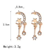 Simple Star And Moon Metal Texture Earrings With Diamonds And Shiny Tassel Earrings main image 4