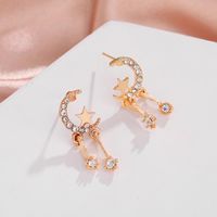 Japanische Und Koreanische Einfache, Kleine Stern-und Mond-metall Ohrringe Mit Diamanten, Glänzende Und Exquisite Quasten Ohrringe, Ohrringe main image 5