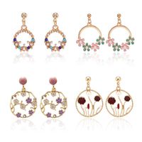 Coréen Simple Capricieux Coloré Frais Fleurs Boucles D'oreilles Cercle Géométrie Zircon Oreille Goujons Français Frosty Style Boucles D'oreilles main image 1