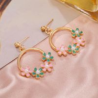 Coréen Simple Capricieux Coloré Frais Fleurs Boucles D'oreilles Cercle Géométrie Zircon Oreille Goujons Français Frosty Style Boucles D'oreilles main image 3