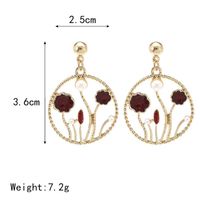 Korean New Color Flower Earrings Circle Geometric Zircon Earrings main image 5