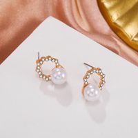 Korean Fashion Pearl Rhinestone Love Star Earrings Wholesale Nihaojewelry main image 5
