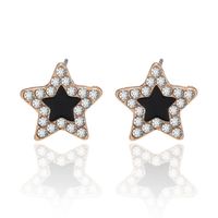 Pendientes Simples De Diamantes De Cinco Puntas Con Gota De Aceite Negro De La Nueva Moda Coreana main image 1