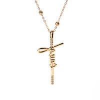 New Fashion Hip-hop Jewelry Stainless Steel Micro-set Zircon Cross Pendant Necklace main image 3