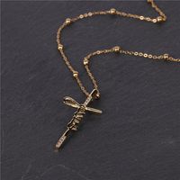 New Fashion Hip-hop Jewelry Stainless Steel Micro-set Zircon Cross Pendant Necklace main image 5