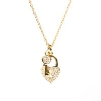 New Fashion Micro Diamond Love Lock Pendant Necklace Love Lock Key Clavicle Chain main image 1