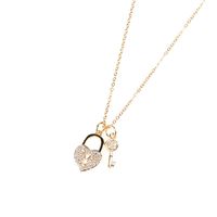 New Fashion Micro Diamond Love Lock Pendant Necklace Love Lock Key Clavicle Chain main image 3