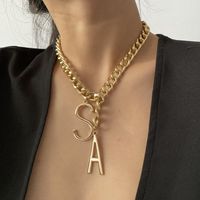 New Fashion Simple Thick Chain Tassel Geometric Ornament Sa Letter Hollow Pendant Necklace main image 3