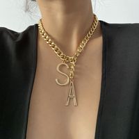 New Fashion Simple Thick Chain Tassel Geometric Ornament Sa Letter Hollow Pendant Necklace main image 4