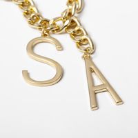 New Fashion Simple Thick Chain Tassel Geometric Ornament Sa Letter Hollow Pendant Necklace main image 5