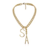 New Fashion Simple Thick Chain Tassel Geometric Ornament Sa Letter Hollow Pendant Necklace main image 6