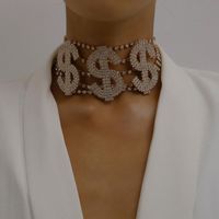 New Fashion Claw Chain Diamond Geometric Dollar Sign Punk Zircon Necklace Wholesale main image 3