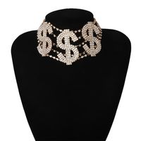 New Fashion Claw Chain Diamond Geometric Dollar Sign Punk Zircon Necklace Wholesale main image 6