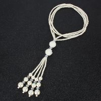 New Fashion Simple Sweater Chain Pendant Knotted Pearl Necklace Wholesale main image 5