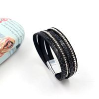 Korean New Fashion Multi-element Leather Stickers Diamond Bracelet Magnetic Buckle Multilayer Bracelet Wholesale main image 5