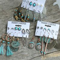 New Fashion Dream Catcher Shell Feather Earrings Set 6 Pairs Of Retro Ethnic Style Earrings Set Wholesale main image 4