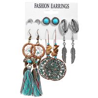 New Fashion Dream Catcher Shell Feather Earrings Set 6 Pairs Of Retro Ethnic Style Earrings Set Wholesale main image 6