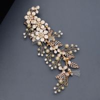 European And American Wedding Personality Headdress Handmade Pearl Mesh Yarn Flower Alloy Flower Crystal Hairpin Bridal Jewelry Custom sku image 2