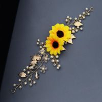 New Fashion Sun Flower Daisy Hair Band Handmade Glass Rhinestone Bride Head Jewelry sku image 3