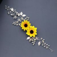 New Fashion Sun Flower Daisy Hair Band Handmade Glass Rhinestone Bride Head Jewelry sku image 4