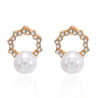 Korean Fashion Pearl Rhinestone Love Star Earrings Wholesale Nihaojewelry sku image 3