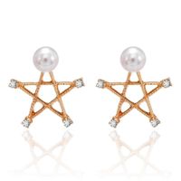 Korean Fashion Pearl Rhinestone Love Star Earrings Wholesale Nihaojewelry sku image 1