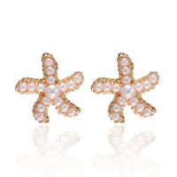 Korean Fashion Pearl Rhinestone Love Star Earrings Wholesale Nihaojewelry sku image 2
