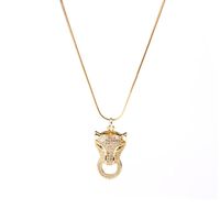 Croix-frontière Nouvelle Arrivée Accessoires Usine En Gros Diamant Tête De Léopard Pendentif Collier Européen Et Américain Personnalisé En Acier Inoxydable Serpent Os Collier sku image 1