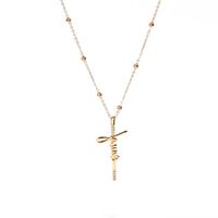 New Fashion Hip-hop Jewelry Stainless Steel Micro-set Zircon Cross Pendant Necklace sku image 1