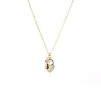New Fashion Micro Diamond Love Lock Pendant Necklace Love Lock Key Clavicle Chain sku image 1