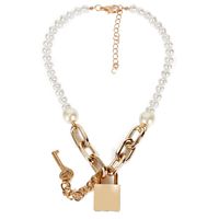 New Fashion Pearl Lock Necklace Pendant Simple Wild Clavicle Chain Necklace Wholesale sku image 1