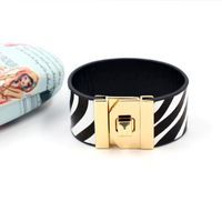 New Pu Leather Zebra Pattern Women&#39;s Wide Bracelet Fashion Bracelet Wholesale sku image 1