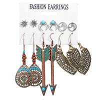 New Fashion Dream Catcher Shell Feather Earrings Set 6 Pairs Of Retro Ethnic Style Earrings Set Wholesale sku image 2