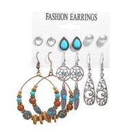 New Fashion Dream Catcher Shell Feather Earrings Set 6 Pairs Of Retro Ethnic Style Earrings Set Wholesale sku image 1
