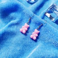 New Transparent Candy Color Bear Earrings Creative Retro Simple Bear Earrings main image 3