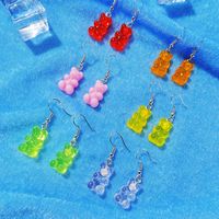 Han Zhi Shang  Transparente Bonbon Farbe Bären Anhänger Ohrringe Kreative Retro Einfache Bären Ohrringe Ohrringe Frauen main image 4