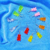 New Transparent Candy Color Bear Earrings Creative Retro Simple Bear Earrings main image 5