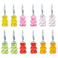 New Transparent Candy Color Bear Earrings Creative Retro Simple Bear Earrings main image 6