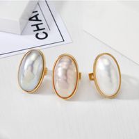 New Fashion Imitation Mother-of-pearl Ring Exaggerated Pearlescent Adjustable Ring Wholesale main image 2