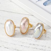New Fashion Imitation Mother-of-pearl Ring Exaggerated Pearlescent Adjustable Ring Wholesale main image 3