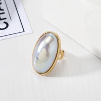 New Fashion Imitation Mother-of-pearl Ring Exaggerated Pearlescent Adjustable Ring Wholesale main image 4