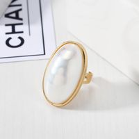 New Fashion Imitation Mother-of-pearl Ring Exaggerated Pearlescent Adjustable Ring Wholesale main image 6