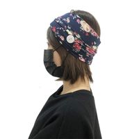 New Fashion Printed Stretch Cloth Mask Anti-leather Button Headband Fitness Yoga Headband main image 6