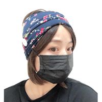 New Fashion Printed Stretch Cloth Mask Anti-leather Button Headband Fitness Yoga Headband main image 5
