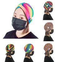 The New Fashion Colorful Stripe Fabric Headband Button Anti-le Hairband Wholesale main image 5