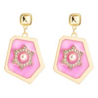 New Fashion Geometric Diamond-set Pearl Earrings Retro Alloy Dripping Earrings main image 6