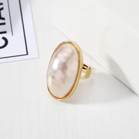 New Fashion Imitation Mother-of-pearl Ring Exaggerated Pearlescent Adjustable Ring Wholesale sku image 2