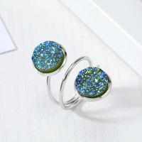 New Fashion Imitation Natural Stone Ring Resin Adjustable Ring Wholesale sku image 6