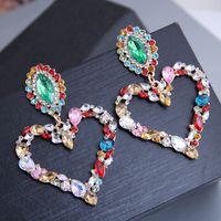 New Fashion Metal Flash Diamond Love Exaggerated Earrings Yiwu Nihaojewelry Wholesale sku image 1